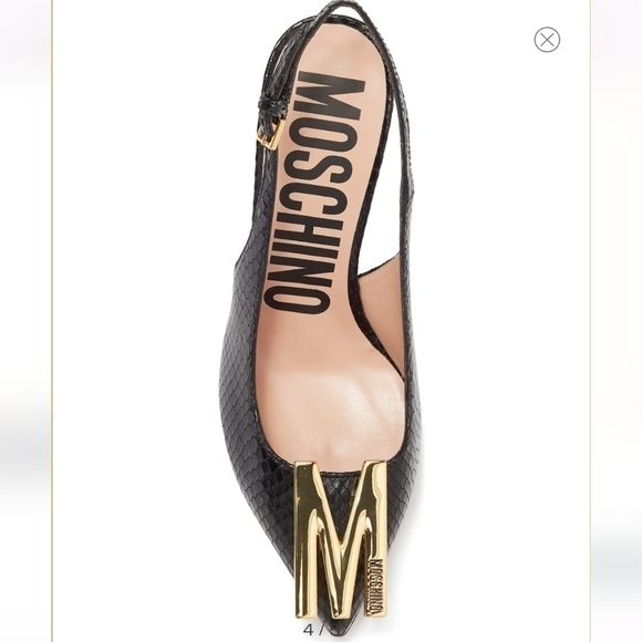 Moschino Snakeskin Embosses Leather Slingback Pump in black size US 7 / EU 37 - Picture 4 of 7